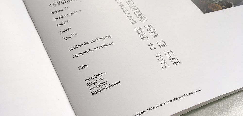 Speisekarte als Broschürendruck