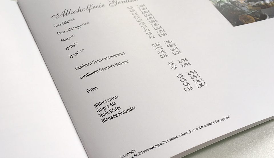 Speisekarte als Broschürendruck